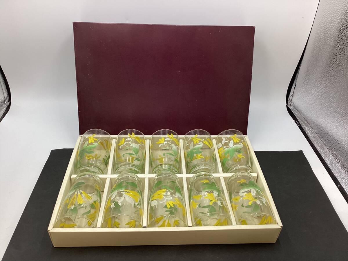 【M372】東洋ガラス レトロ グラス セット 昭和レトロ タンブラー 花柄 コップ 食器