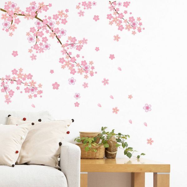 ウォールステッカー 桜 壁紙 桜吹雪 満開の桜 春 ウォールペーパー 壁シール 50cｍ×30cｍ２枚