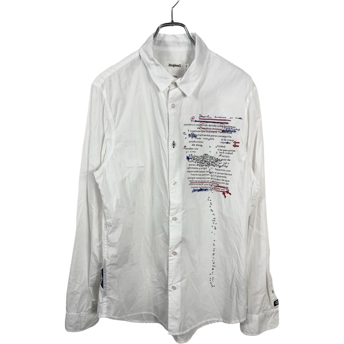●desigual デシグアル　メンズ　長袖シャツ　白シャツ　M ホワイト