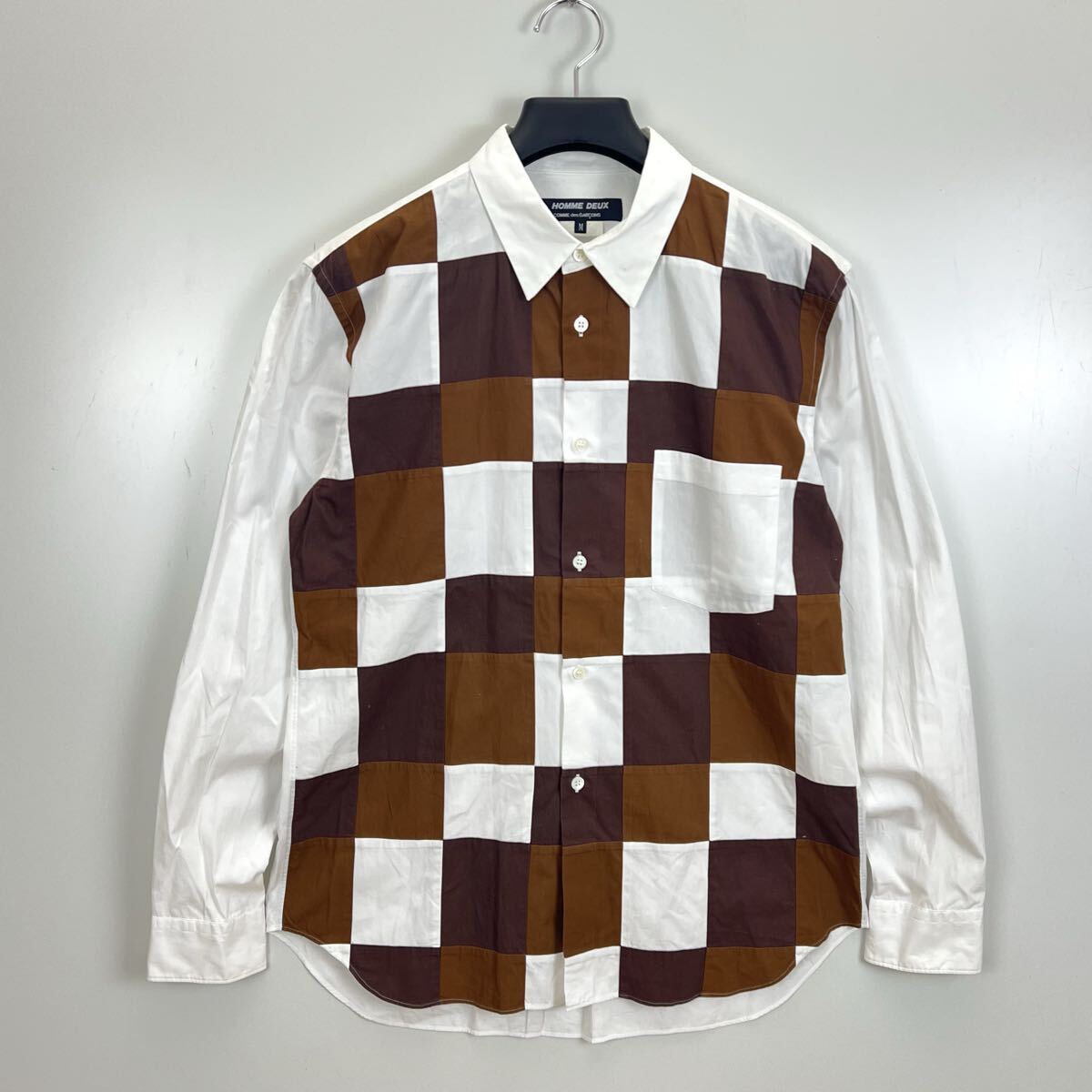 COMME des GARCONS HOMME DEUX CDG AD2013 CHOCO block L/S shirts M コムデギャルソンオムドゥ ブロック柄 長袖シャツ 希少 アーカイブ