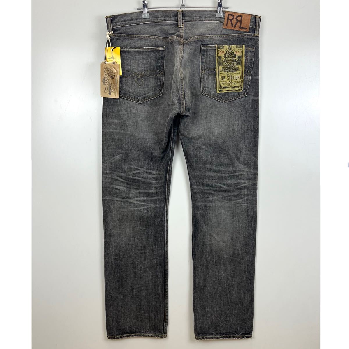 RRL Ralph Lauren NWT LOW STRAIGHT denim pants w38 ダブルアールエル タグ付未使用 ローストレート ダメージ加工デニムパンツ 希少サイズ