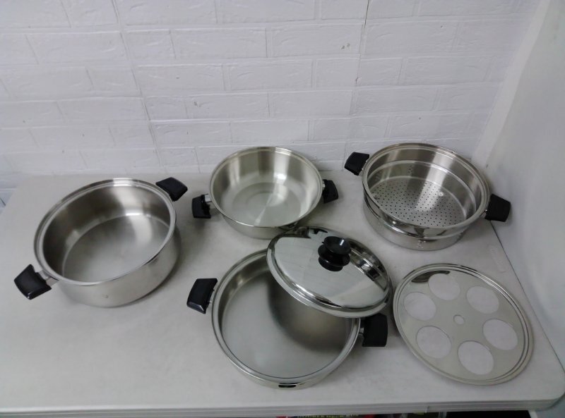 Royal Queen ロイヤルクイーン 鍋 フライパンなど まとめて 両手鍋 5-PLY COOKWARE MC2000 ステンレス 蒸し器 6コート 大フライパン