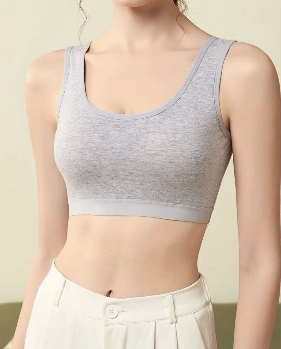 スポーツブラ ノンワイヤー パッド付き グレー
