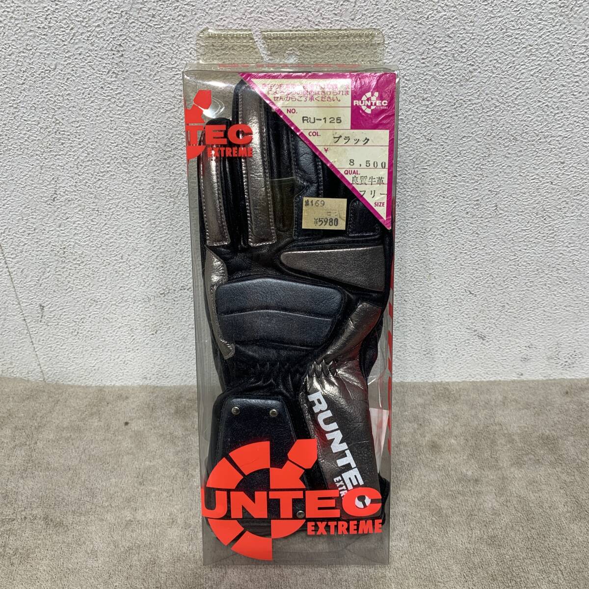 希少！　RUNTEC　EXXTREME　スキー　スノーボード　モータースポーツ　グローブ　RU-125　黒/ブラック 牛革　XZ4447