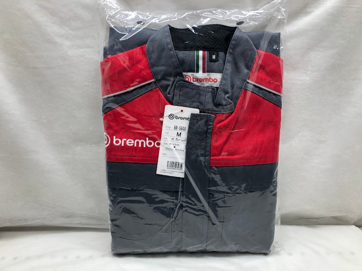 【未開封】brembo ブレンボ 長袖メカニックスーツ BR-5800 Mサイズ　グレー/レッド
