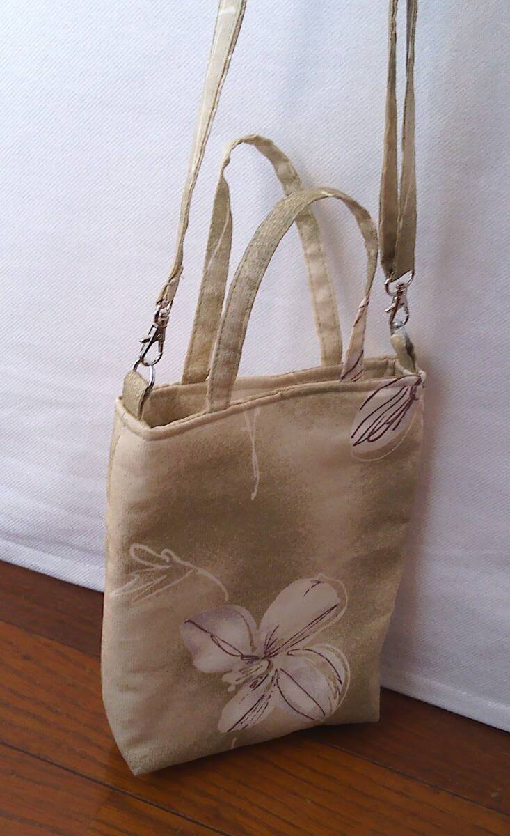 ★ミニバック・ショルダー★ダークグリーンぼかし織り地大花