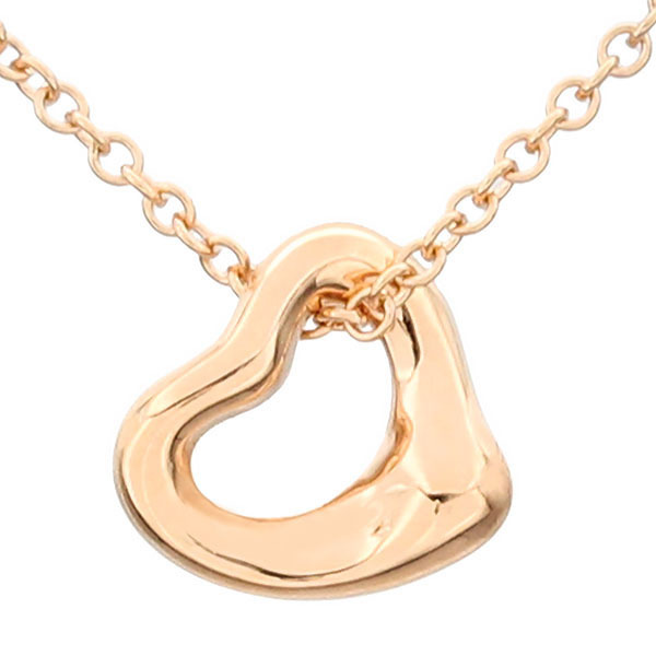 ティファニー TIFFANY＆Co. エルサ・ペレッティ オープンハート 7mm K18PG 750 18金 ネックレス 41cm 1.6g レディース 中古 正規品
