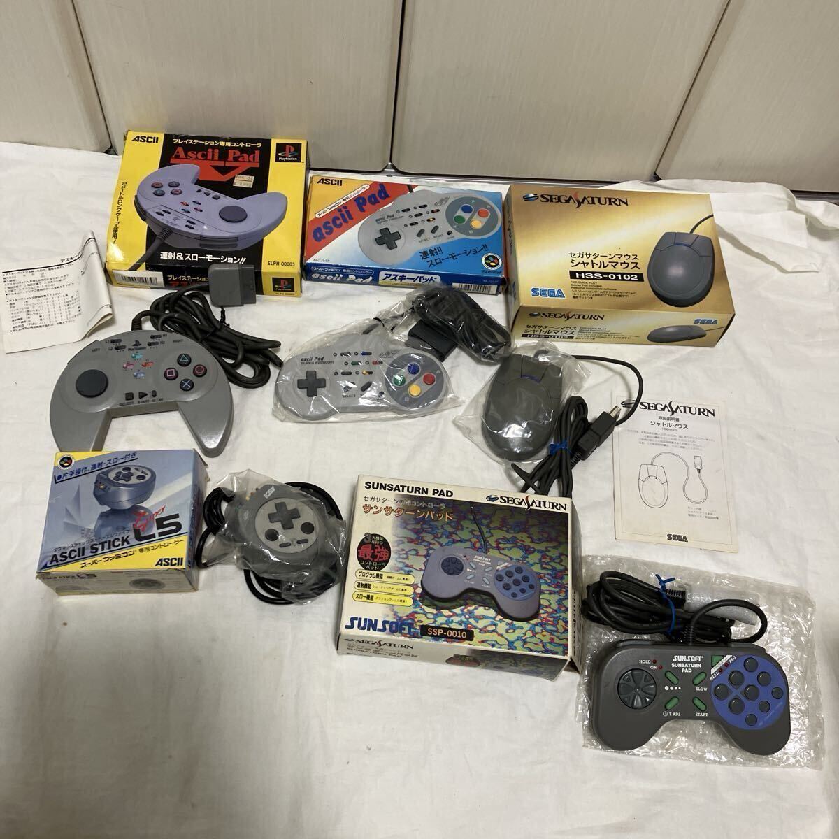 箱付きコントローラー まとめて 4個セット 現状品 佐川急便80サイズ サンサターンパッド アスキーパッド L5 シャトルマウス