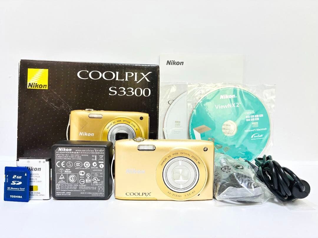 ■ ほぼ新品・付属品完備 ■ ニコン　Nikon COOLPIX S3300 スイートゴールド 《動作確認済》#318-30M26-Y