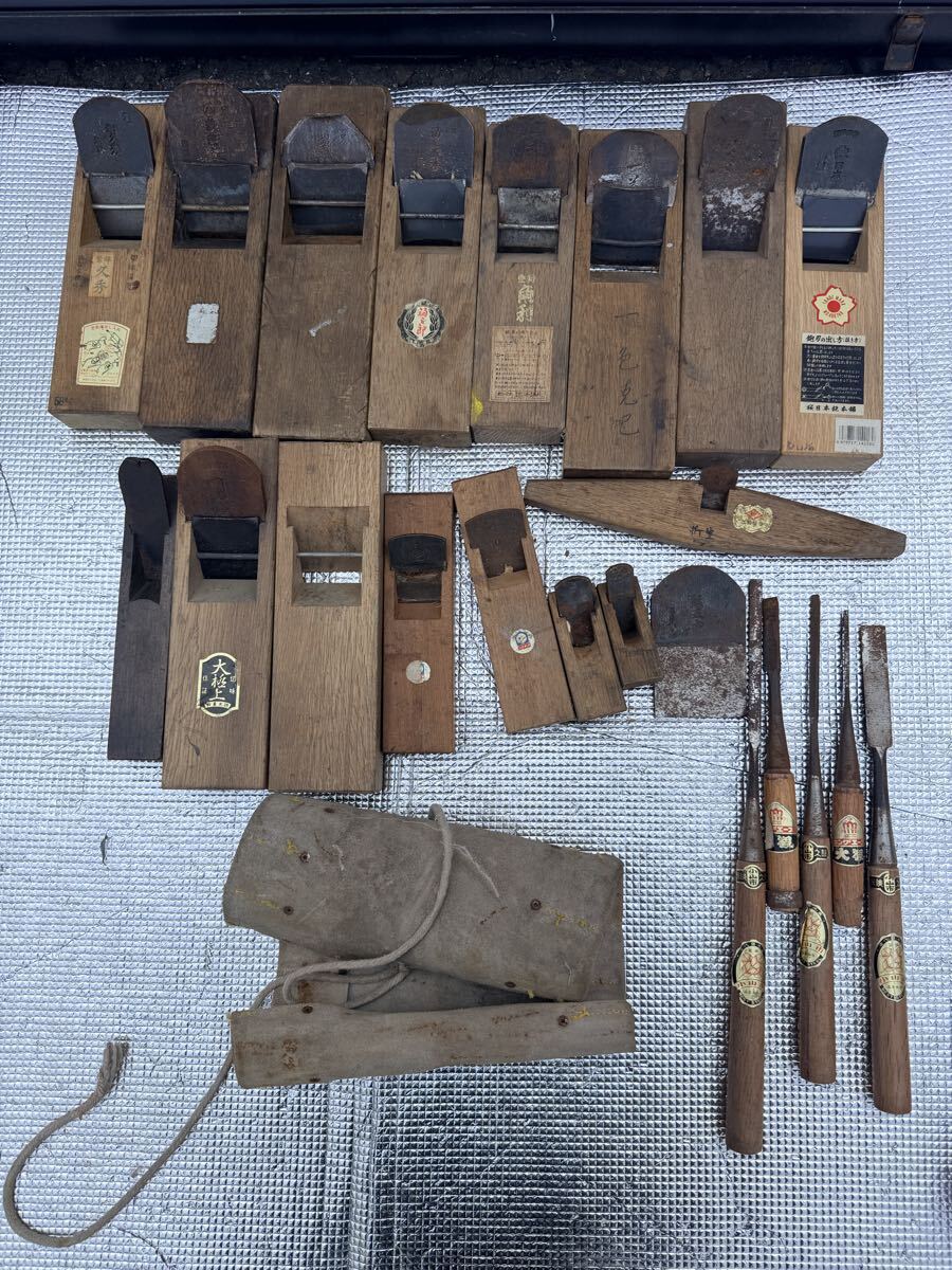 大工道具 鉋 かんな カンナ 工具 古道具 鑿 儀助 在銘 宮大工色々まとめて