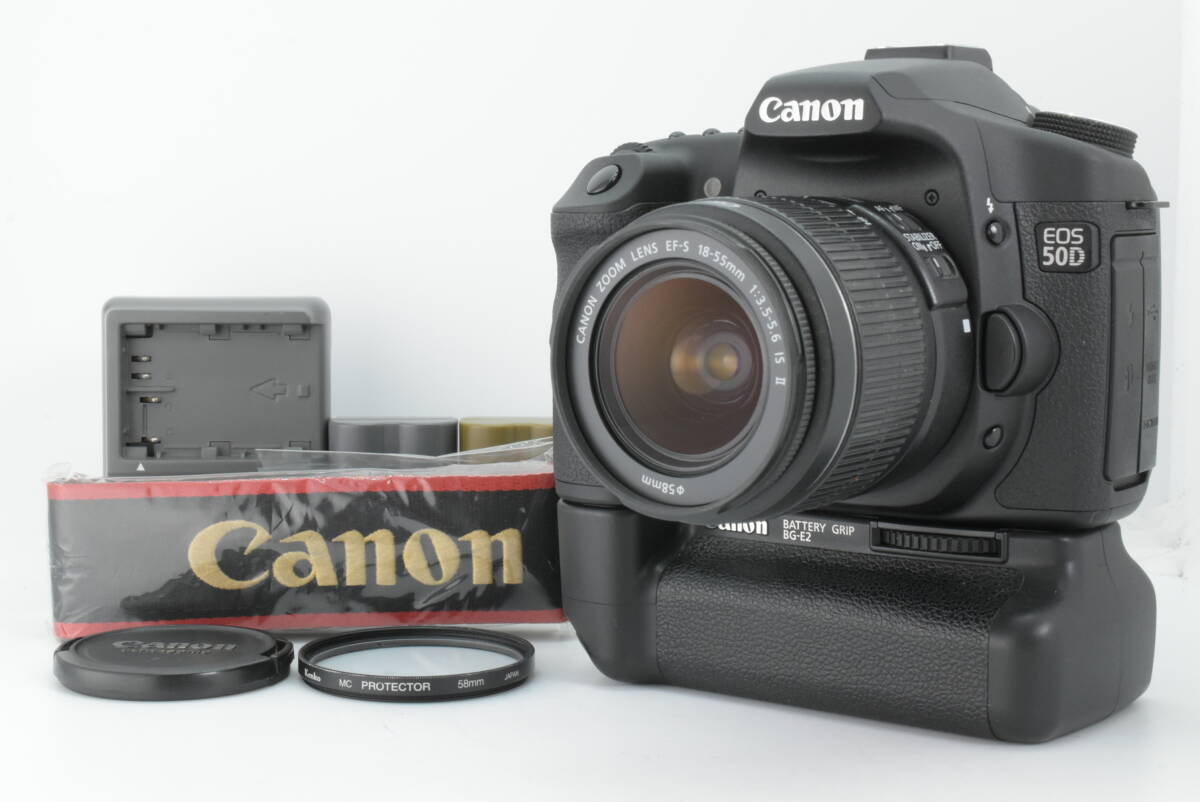 【美品】Canon EOS 50D デジタル一眼レフ EF-S 18-55mm レンズキット バッテリーグリップ付 動作確認済 EF-1827