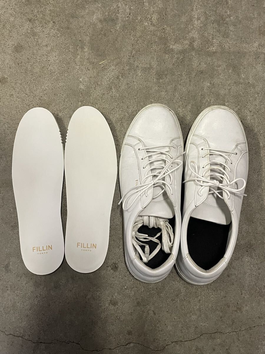 即決　FILLIN フィーリン　クラシック　 27.0 ホワイトスニーカー 白　本革　レザー　中古　状態良好　スタイルアップ　シークレット