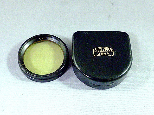 ヴィンテージ☆ツァイス CARL ZEISS JENA GELBGLASS Ⅲ T HELL 37mm ライトイエローフィルター かぶせ式 ベークライトケース付