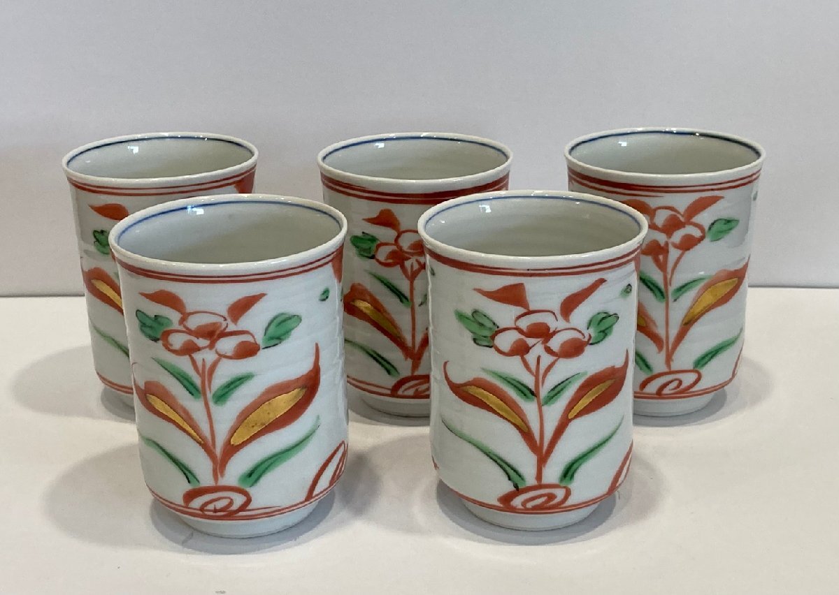 1円～【中古】清水焼　平安瑞光　湯呑　5客　茶器