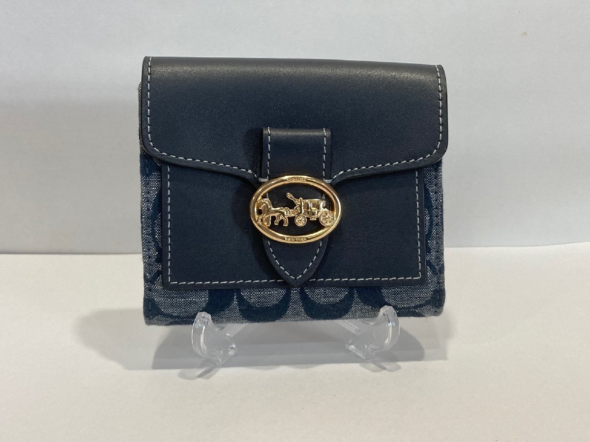 【美品】COACH　コーチ　デニム　スモールウォレット　C4103　ブランド　コンパクト