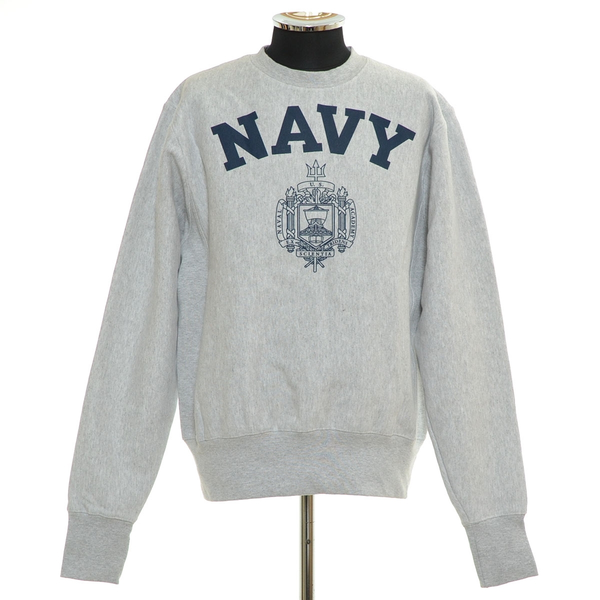 ●581134 未使用品 Champion チャンピオン ●スウェットシャツ トレーナー U.S.NAVY リバースウィーブ サイズS（ASIA L） メンズ グレー
