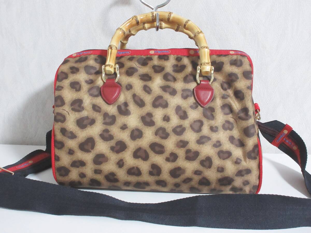 LeSportsac レスポートサック レオパード バンブー 2WAY ボストンバッグ ベージュ　hj1531