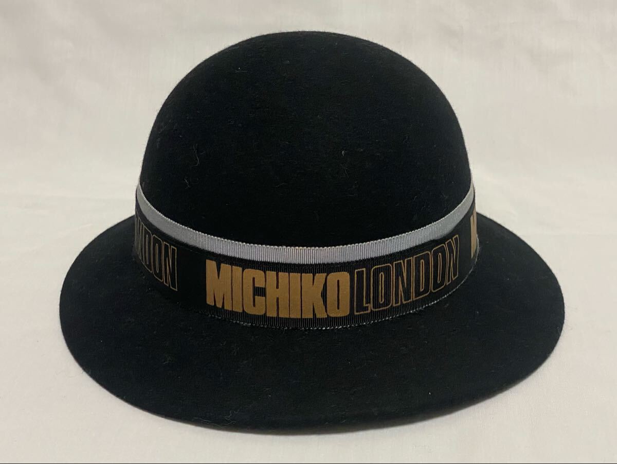 MICHIKO KOSHINO コシノミチコ ボーラーハット ウール 100% 帽子 ハット M 57.5cm 日本製 ミチコロンドン