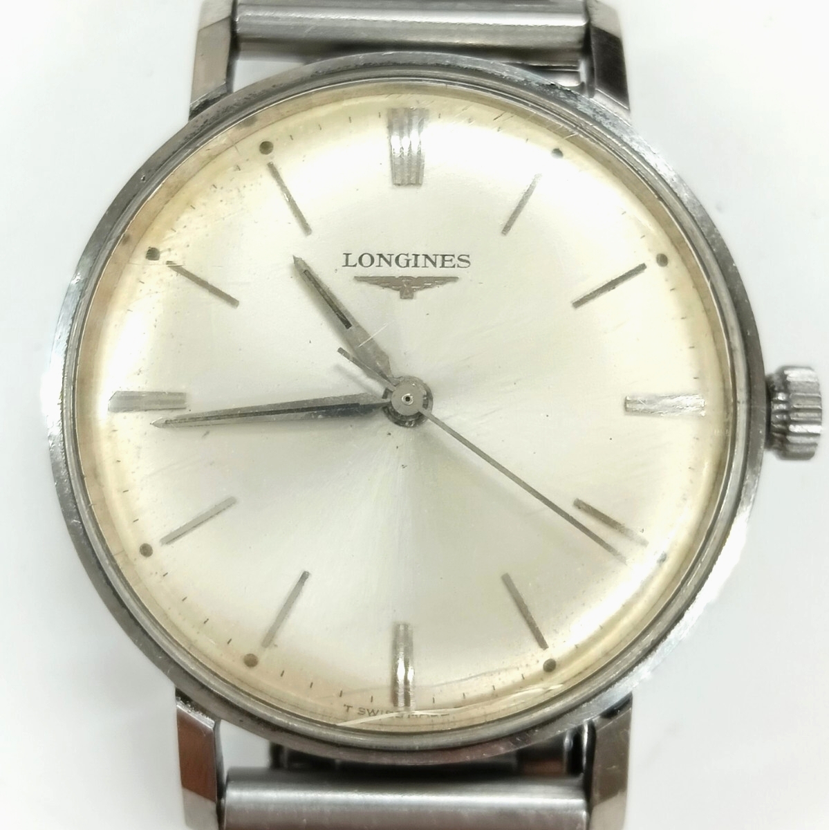 1円スタート 稼働 LONGINES ロンジン 7159 13 17石 手巻き メンズ腕時計 ラウンド 機械式 シルバーカラー ジャンク 現状品【K001271】