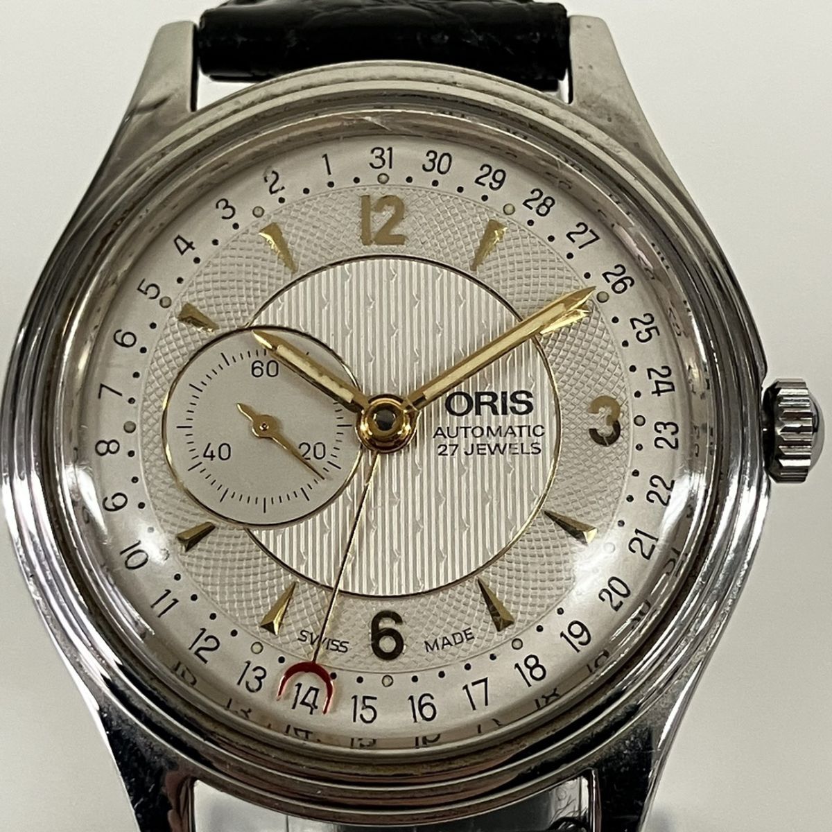 U021-F5-834 ◎ ORIS オリス 7461 オートマティック スモセコ 27石 ポインターデイト 裏スケ 腕時計 HA