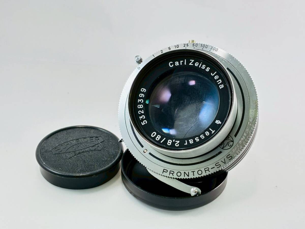 ★希少品★ CARL ZEISS JENA TESSAR 80mm F2.8 / SCHNEIDER OPTIK キャップ ★絞り、シャッター変化OK！ #S0152