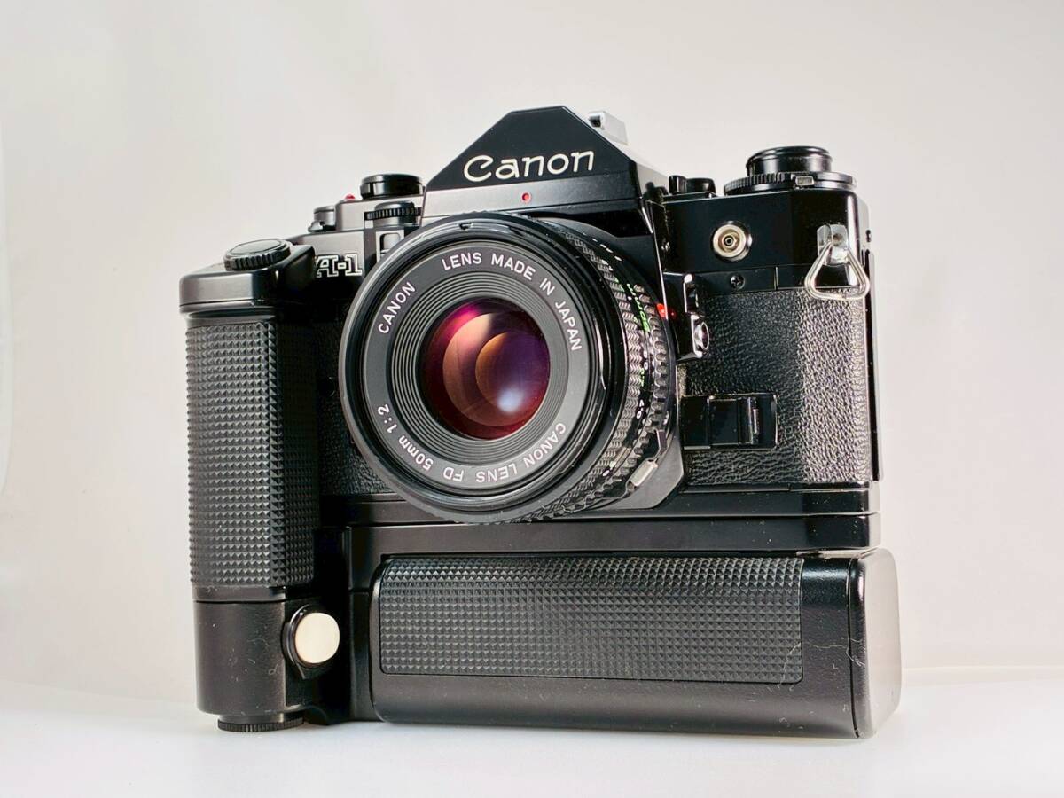 ★外観美品★ キヤノン CANON A-1 ブラック MOTOR DRIVE MA / BATTERY PACK MA / NEW FD 50mm F2 レンズセット #S0167