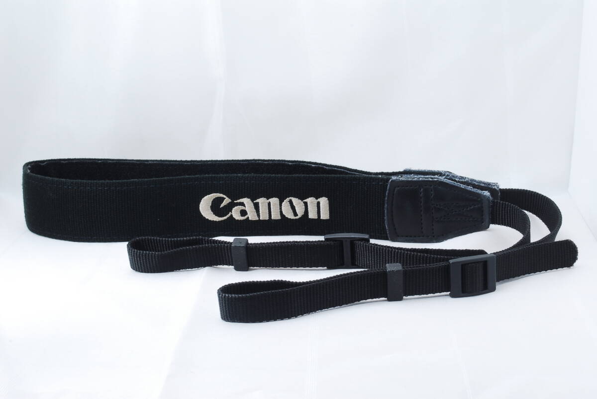 ☆ Canon キヤノン 黒色(ブラック)×銀色(シルバー)刺繍文字 レンズ用 ストラップ イオス ショルダー ネック カメラ camera strap☆