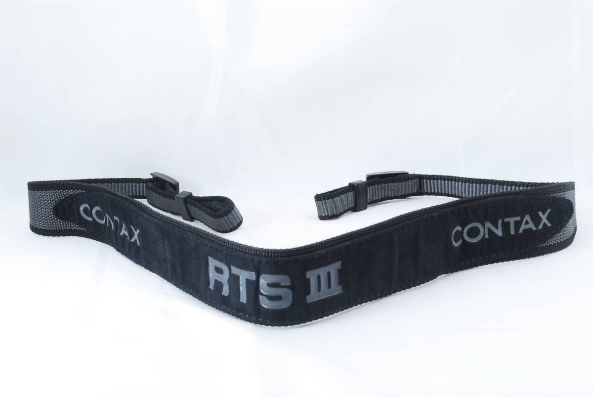☆Contax コンタックス RTSIII RTS3用 カメラ ストラップ 革 黒色(ブラック)×グレー 皮 フィルムカメラ レザー ネック ショルダー Strap☆