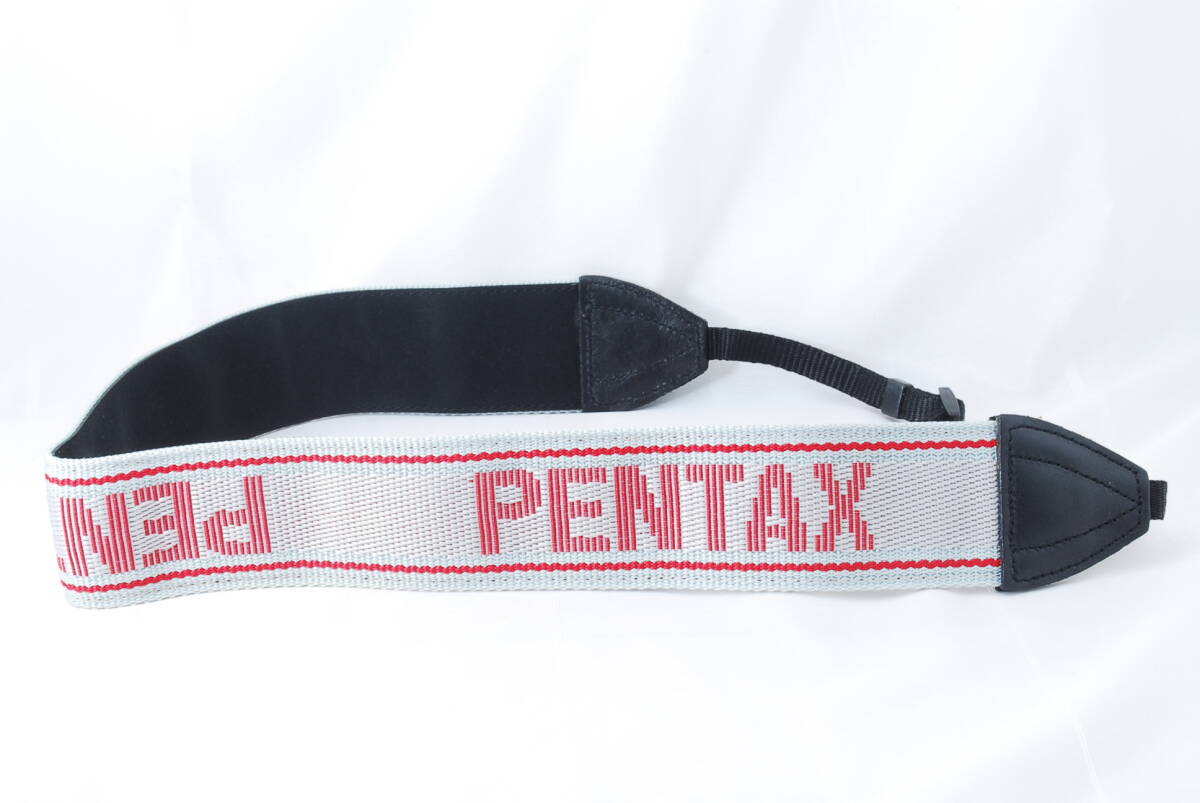 ☆Pentax ペンタックス 刺繍文字 カメラ ストラップ 赤色×グレー(白色) 幅4.8cm 幅太 Camera Strap ネック ショルダー ヴィンテージ☆