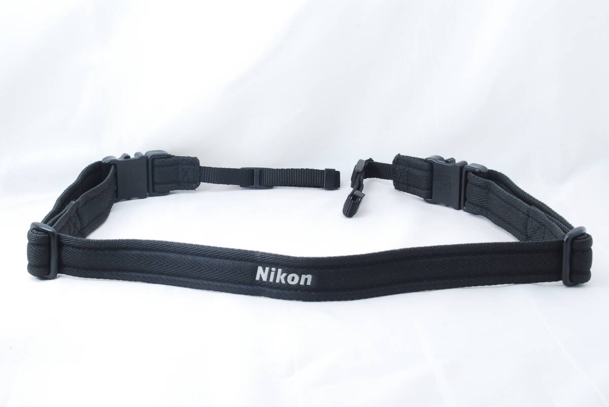 ☆Nikon ニコン カメラ ストラップ バックル仕様 黒色(ブラック)×シルバー ショルダー ネック 2way ハンドストラップ レア camera strap☆