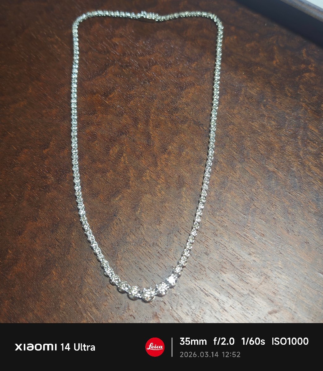 F4333 婚約の5ctダイヤネックレス 美しい天然ダイヤモンド５.００ct 最高級Pt1000・850無垢セレブリティネックレス 39.5cm 18G 5.34-3.00mm