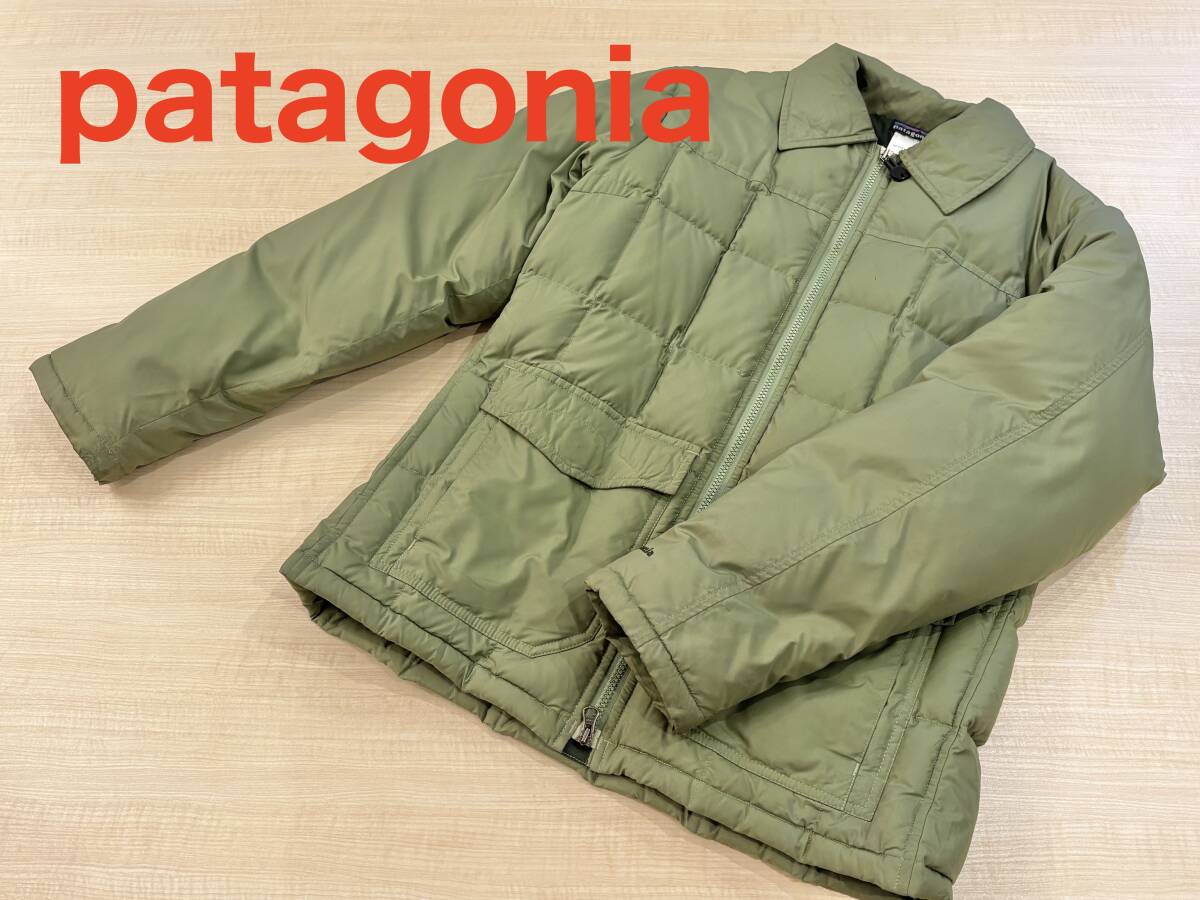 patagonia パタゴニア ダウンジャケット レディース M ロゴ刺繍 カーキ kumade28_R80303