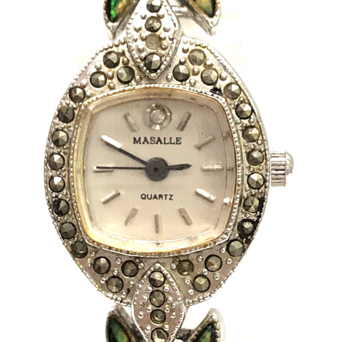 MASALLE Opal Watch クォーツ quartz オパール ストーン シルバー 腕時計 時計 稼働品 中古品 現状品