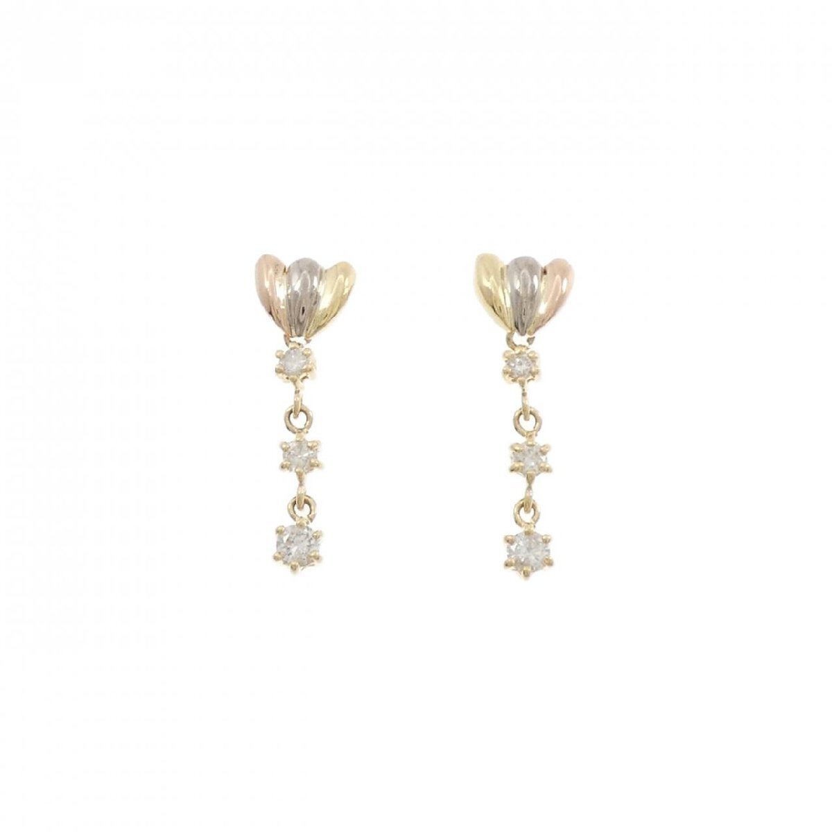 K18スリーカラー ダイヤモンド ピアス 0.32CT