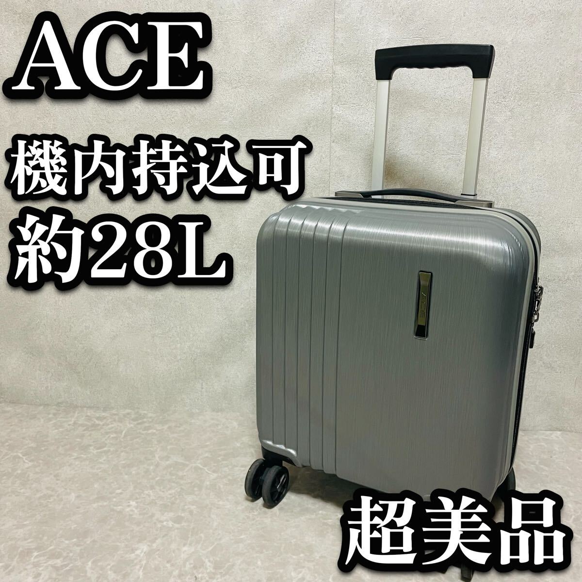 超美品　ace エース　キャリーケース　キャリーバッグ　28L 小型　軽量　機内持込　シルバー　コンパクト　ハードタイプ