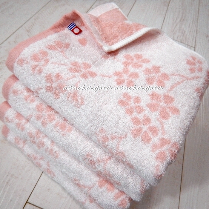 新品●今治タオル●甘撚り●上品●ふわふわ●柔らか●桜柄●フェイスタオル４枚●桜色●ホワイト×ピンク