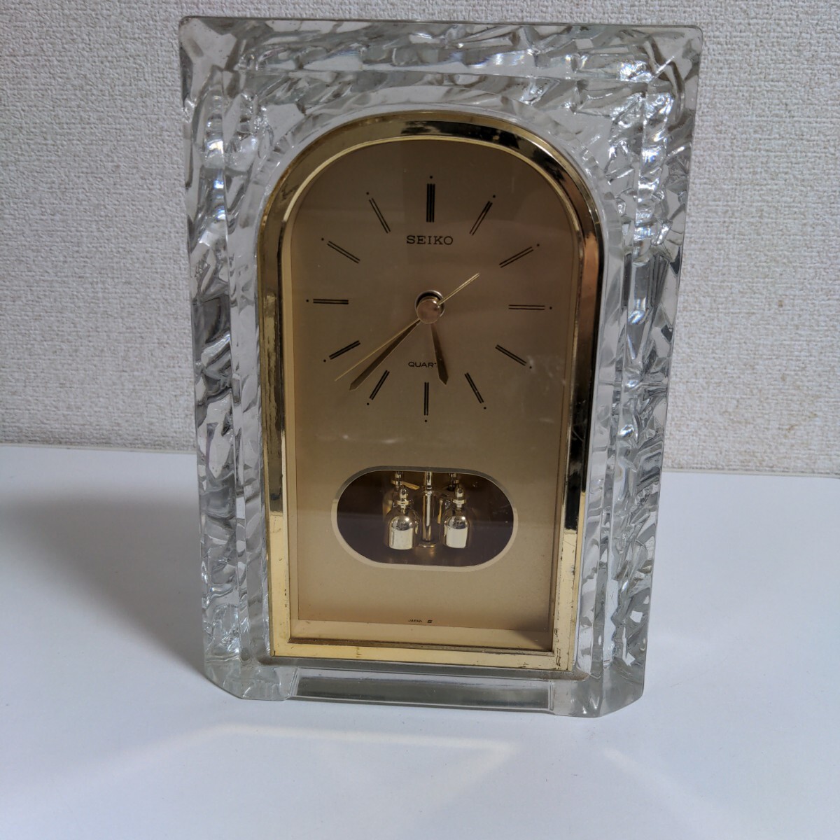 SEIKO　置き時計　QZ402T 　セイコー レトロ インテリア クリスタル