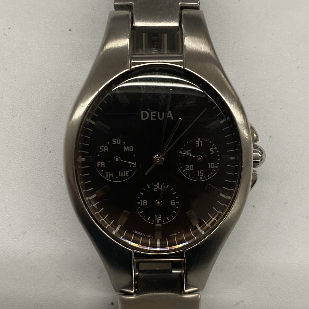 2yt SEIKO セイコー DEUA ALBA V33J-5A00 シルバー オーバル ブラウン文字盤 クロノグラフ 3針 メンズ クォーツ 腕時計