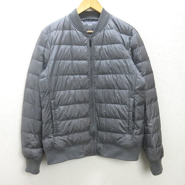 g■ユニクロ/UNIQLO ウルトラライトダウン リブブルゾン 311-172987【L】灰/men's/H2【中古】■