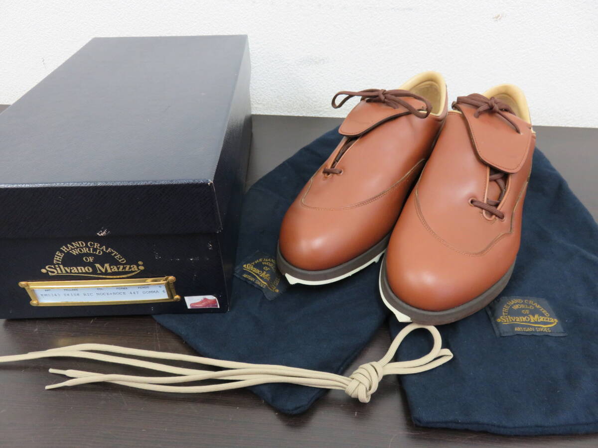 美品　Silvano Mazza　シルバノマッツァ　ゴルフシューズ　レザーシューズ　ブラウン系　ITALY製　6　25cm位　メンズシューズ　箱付