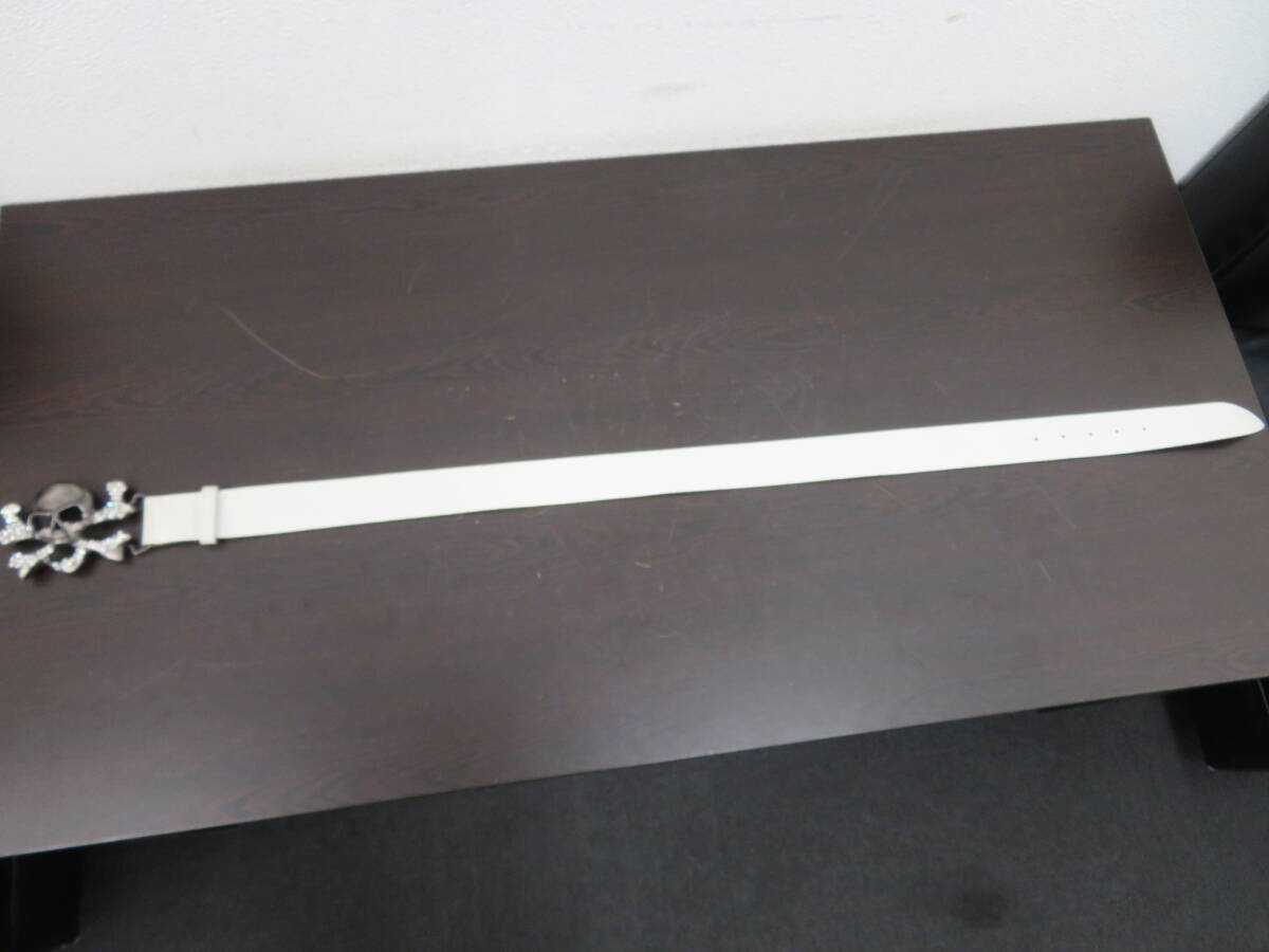 Post&Co　ベルト　レザー　ドクロバックル　ラインストーン　サイズ90　幅40ｍｍ　　　　　　220