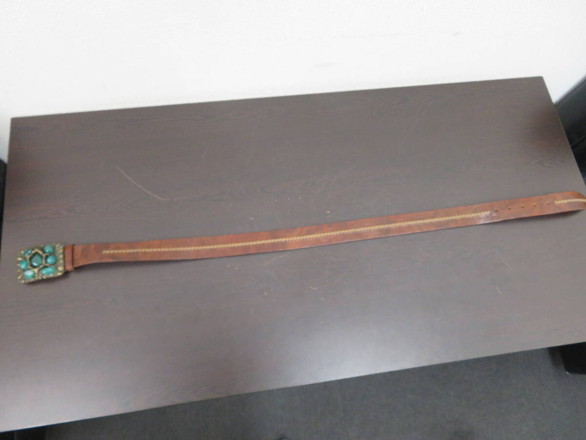 Post&Co　ベルト　レザー　メタルバックル　ストーン付　サイズ90　幅40ｍｍ　　　　　　221