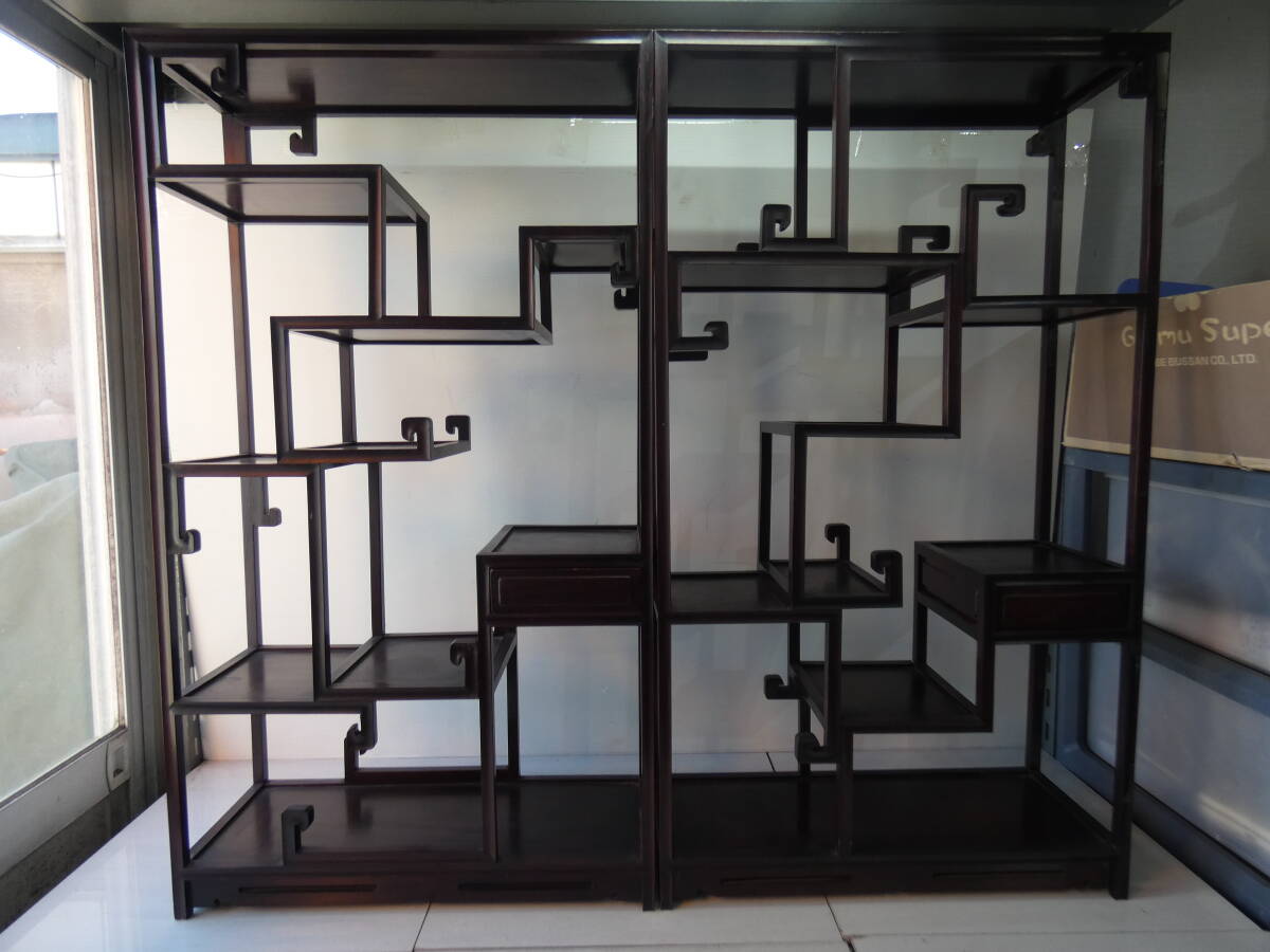 ★飾り棚 木製 中国風 アンティーク調 2個セット 千葉市引取り大歓迎 　　 M05190