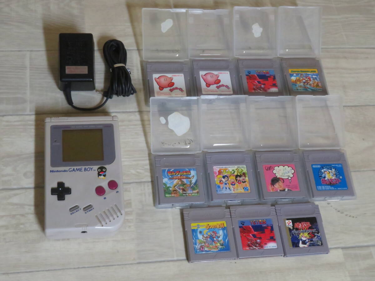 Nintendo 任天堂 ニンテンドー GAME BOY 初代ゲームボーイ 本体 DMG-01 + ソフト×11本 ACアダプター付き 室内保管品 非喫煙環境です 