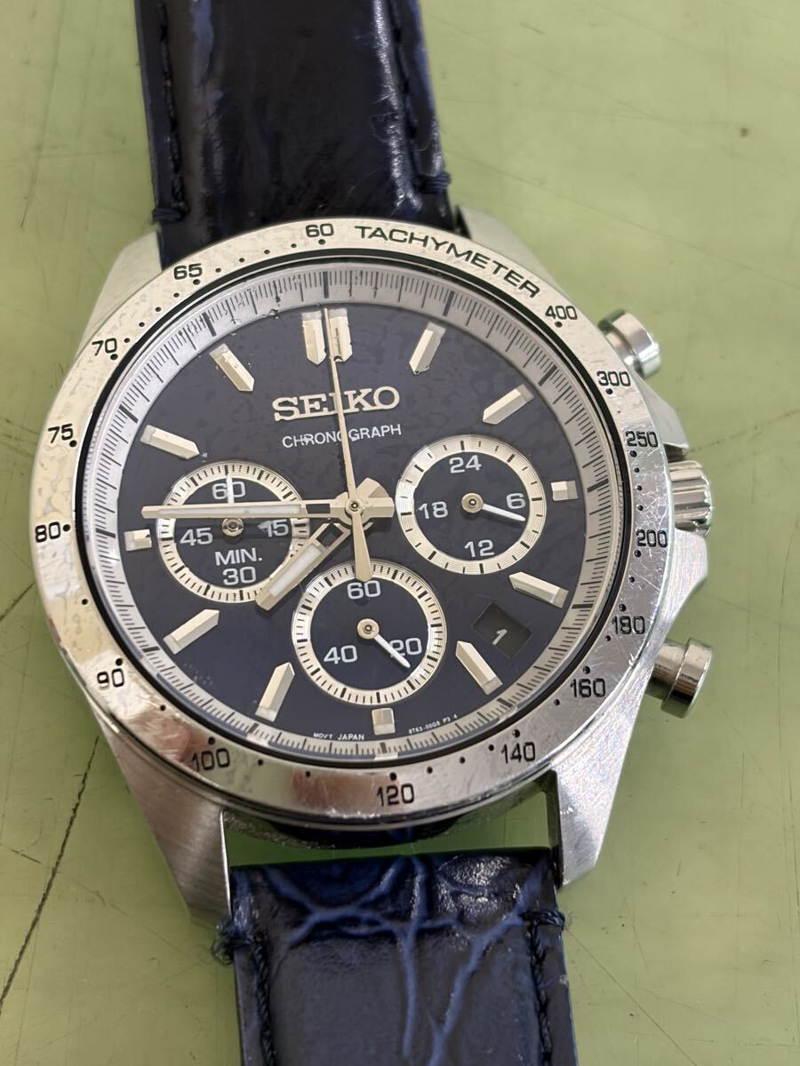 $ 19 SEIKO CHRONOGRAPH クロノグラフ セイコー 腕時計　834912 不動品 8T63-00D0
