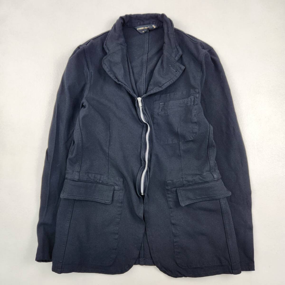 美品　COMME des GARCONS HOMME PLUS ブルゾン AD2003 カーブ期 ポリ縮絨 ジャケット スプリングコート 黒 ブラック メンズ M L相当