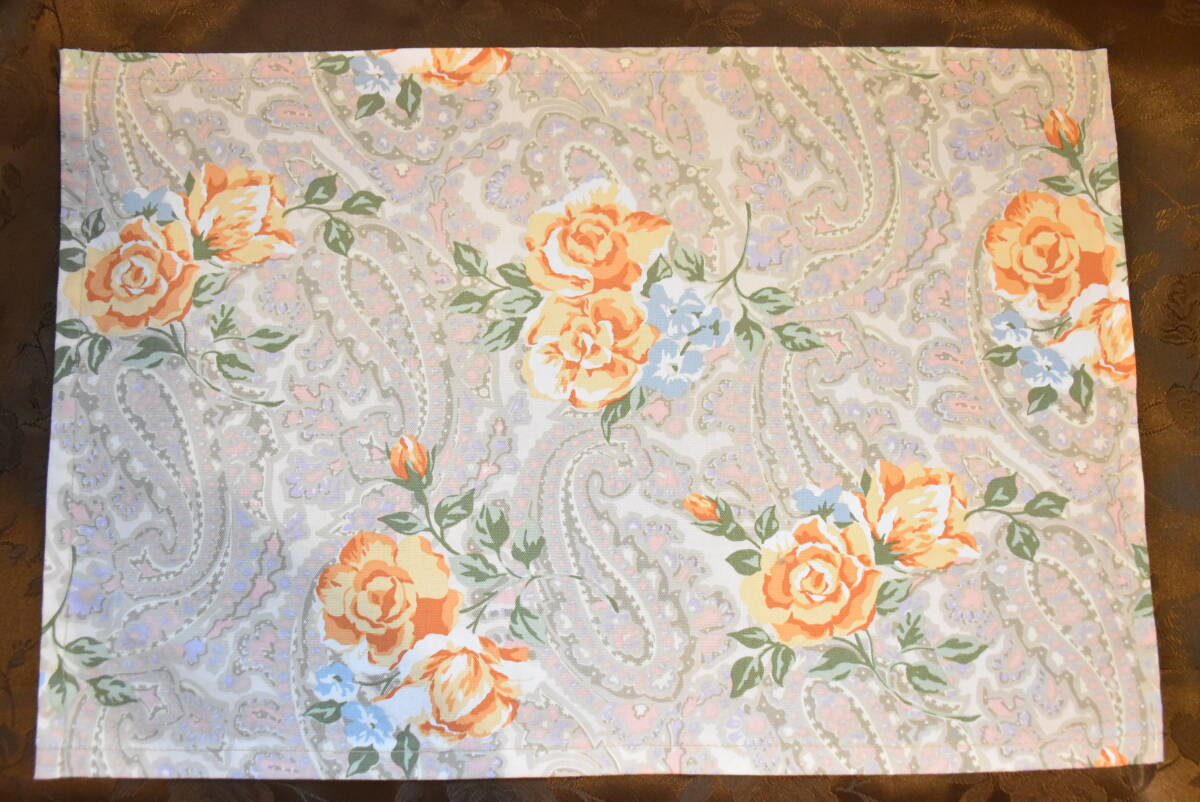 HM35*条件付き送料無料も有！*ランチョンマット*オレンジ*バラ*32×48.5*ハンドメイド*ローズ*おしゃれ*上品*エレガント*小物置き*マット