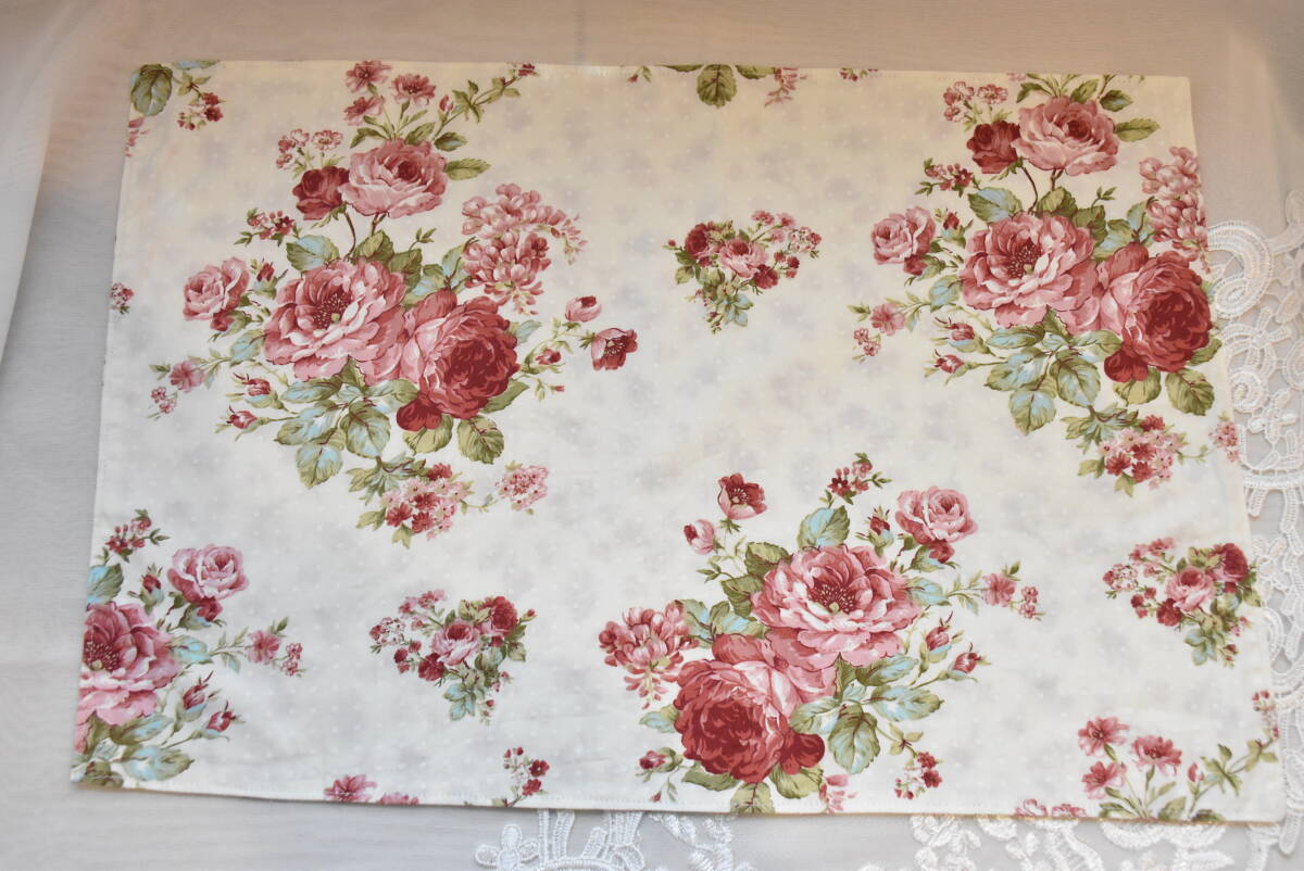 HM40*条件付き送料無料も有！*ランチョンマット*31×46*ハンドメイド*バラ*リバーシブル*おしゃれ*上品*エレガント*おもてなし*両面使用可