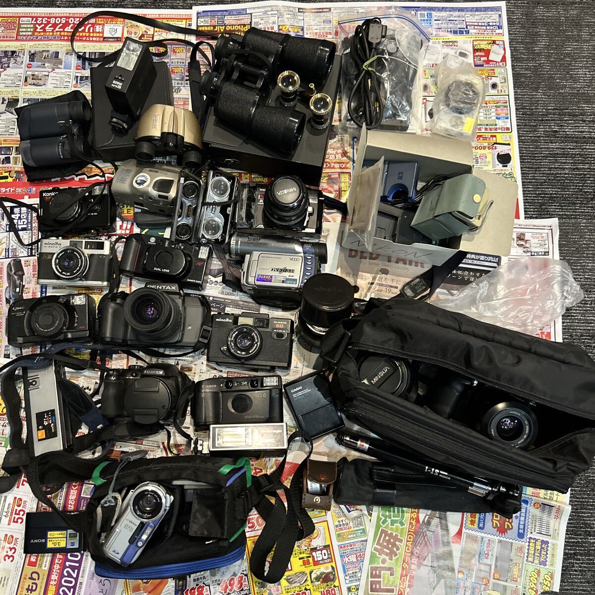 【１円スタート】Canon PENTAX Nikon 双眼鏡 OLYMPUS FUJIFILM MINOLTAフィルムカメラレンズカメラなどジャンク・品未動作確認品まとめ売り