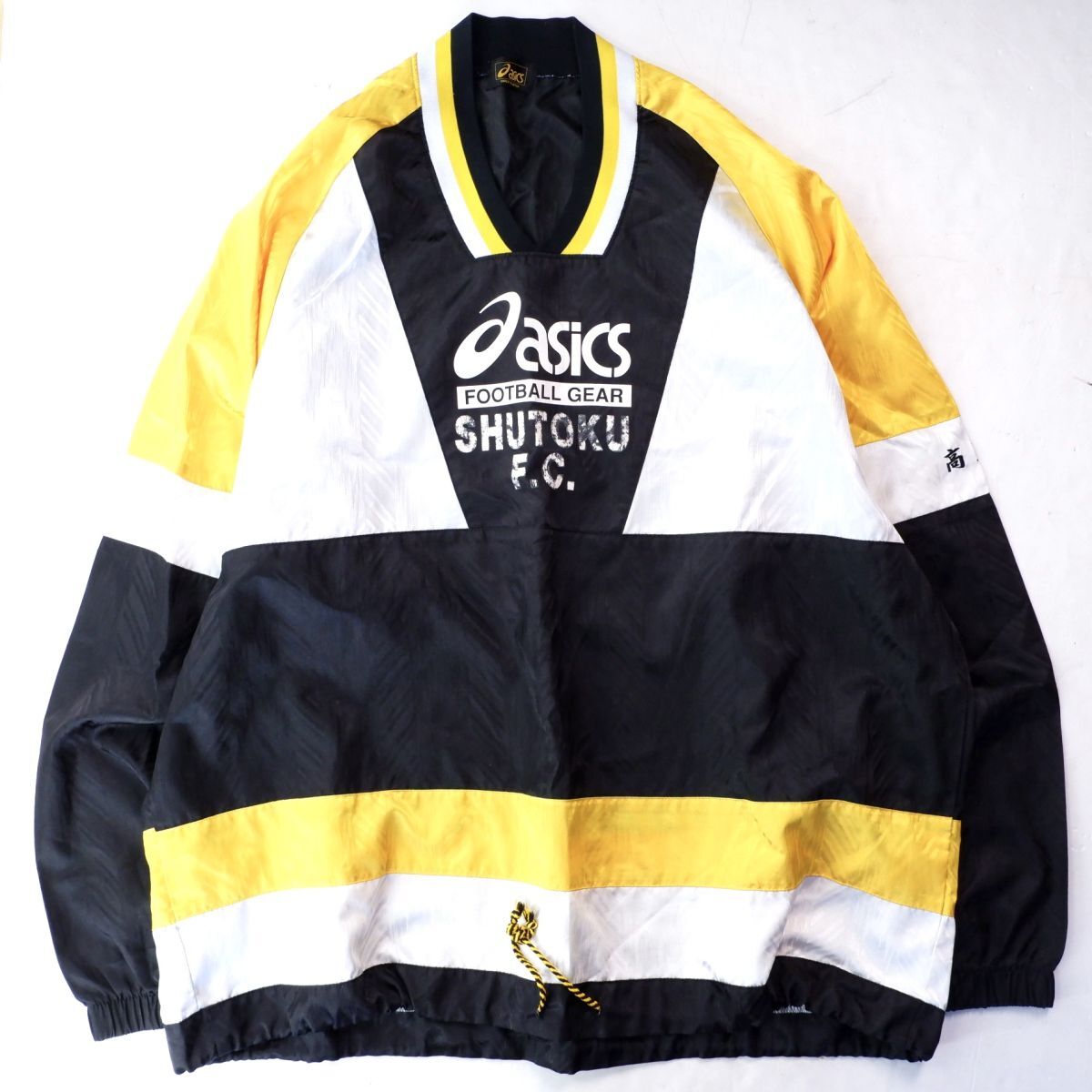 国内正規品★90's 希少 asics アシックス SHUTOKU F.C. プルオーバー サッカー ピステ ウィンドブレーカー LL 大きめ ビックサイズ